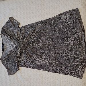 Norma Kamali Womens Dress Animal Print, V-Neck Black Gray Size Large